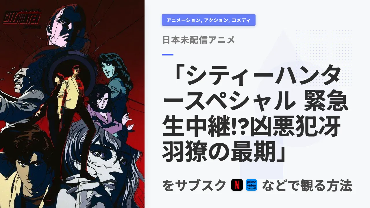 アニメ「シティーハンタースペシャル 緊急生中継!?凶悪犯冴羽獠の最期」を日本から観る方法